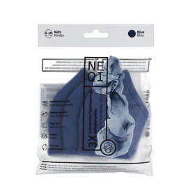 NEQI Kids Community Face Coverings 6-10 Years Blue Maseczki ochronne dla dzieci 3 szt