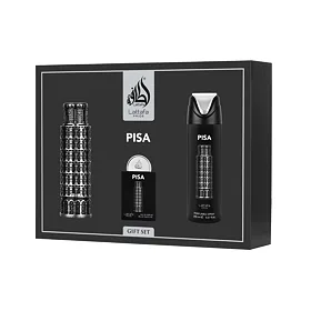 Lattafa Pride Pisa zestaw  Woda perfumowana 100 ml + Woda perfumowana 20 ml + Spray do ciała 200 ml