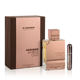 Al Haramain Amber Oud Tobacco Edition zestaw  Woda perfumowana 200 ml + Flakon z możliwością napełni