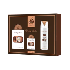 Lattafa Pride Vintage Radio zestaw  Woda perfumowana 100 ml + Woda perfumowana 20 ml + Spray do ciał