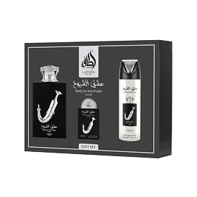 Lattafa Pride Ishq Al Shuyukh Silver zestaw  Woda perfumowana 100 ml + Woda perfumowana 20 ml + Dezo