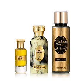 Khadlaj Nafais Sharq zestaw  Woda perfumowana 100 ml + Olejek perfumowany 24 ml + Spray do ciała 250